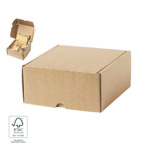 Caja cartón reciclado color kraf, medida 16 x 8.5 x 15 cm , ref: 1313