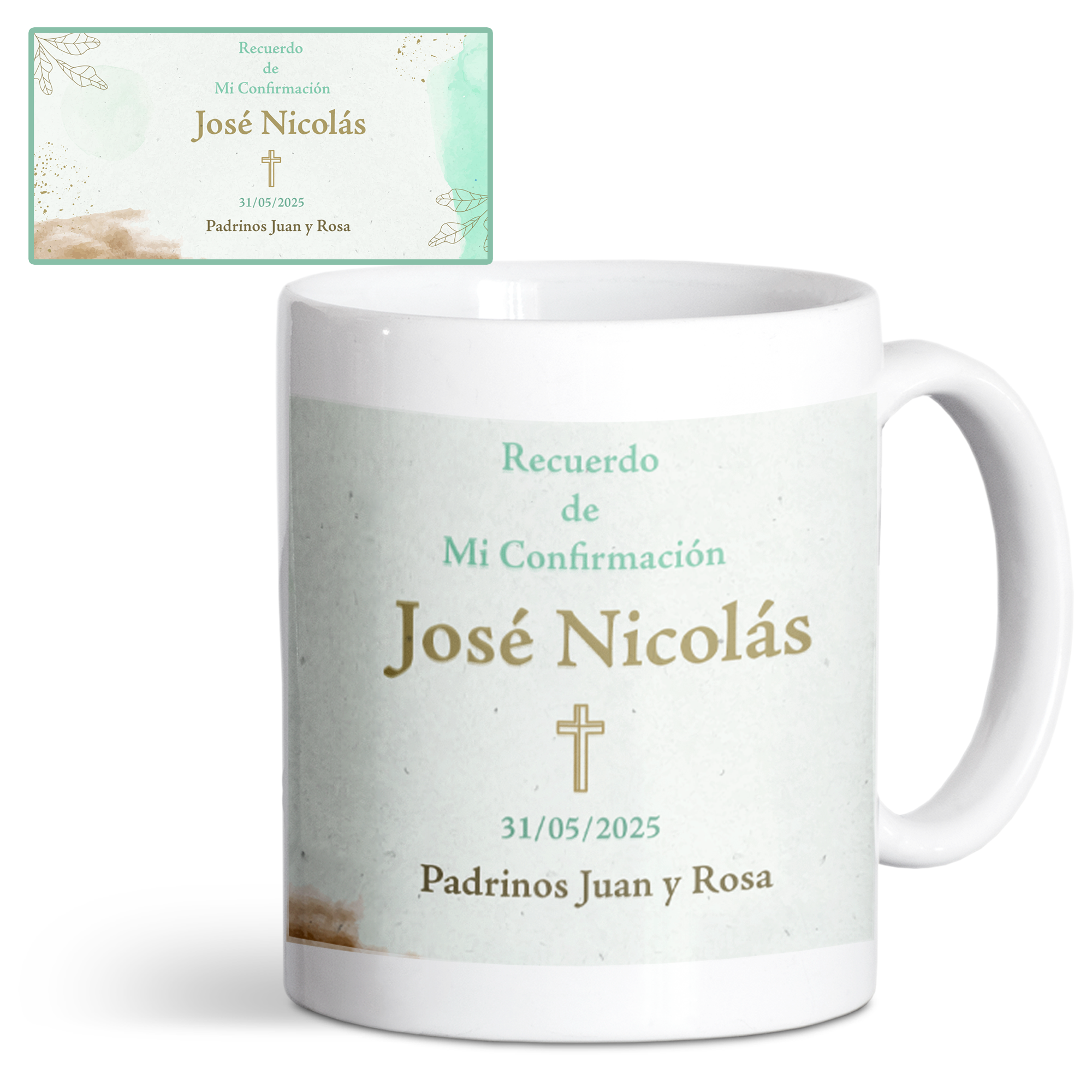 Taza de cerámica personalizada, padrinos, confirmación/comunión - Imagen 2