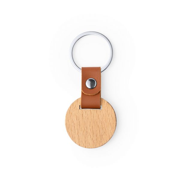 Llavero personalizado de madera y polipiel con remache cromado, Ref: 1411 - Imagen 4