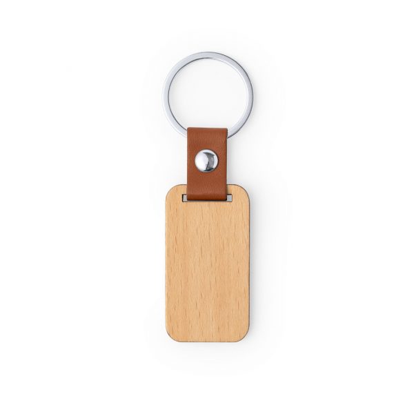 Llavero personalizado de madera y polipiel con remache cromado, Ref: 1411 - Imagen 2