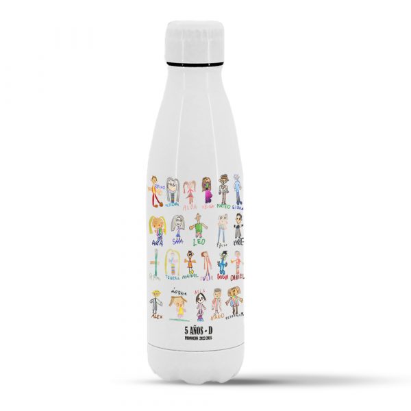 Botella termo de acero inoxidable regalo para profe,Personalizable con los dibujos/fotos de los alumnos