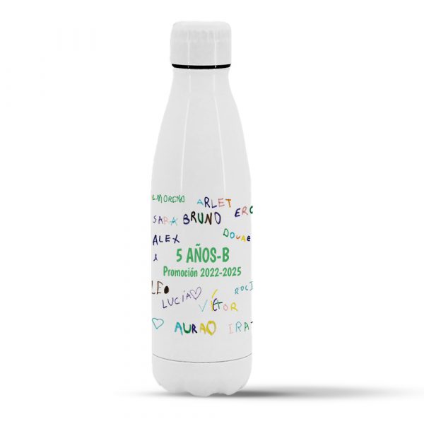Botella termo de acero inoxidable regalo para profe,Personalizable con las firmas de los alumnos