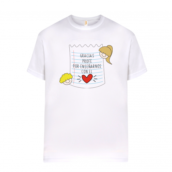 Camiseta de algodón, para profe, enseñarnos con el corazón