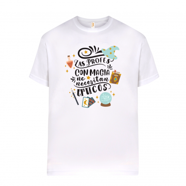 Camiseta de algodón, para profe, profes con magia