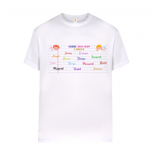 Camiseta de algodón, para profe, Cuaderno nombres personalizables