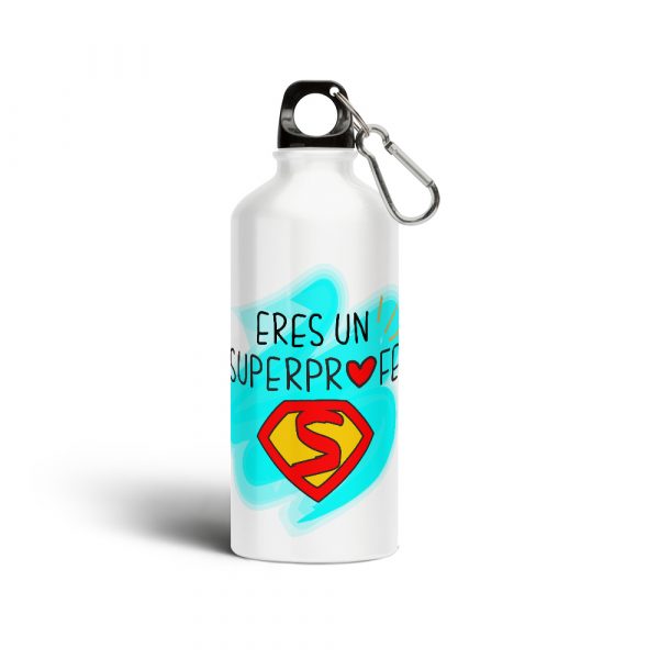 Botella cantimplora de aluminio, para profe, eres un superprofe