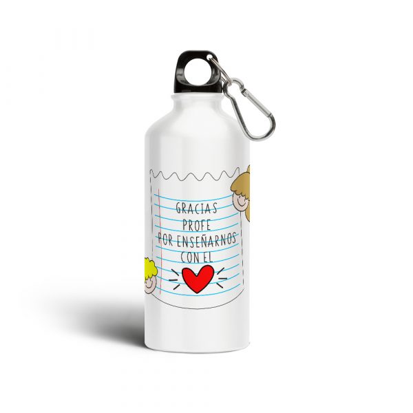 Botella cantimplora de aluminio, para profe, gracias profe