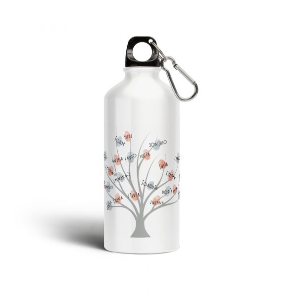 Botella cantimplora de aluminio, para profe, Árbol con nombres personalizables