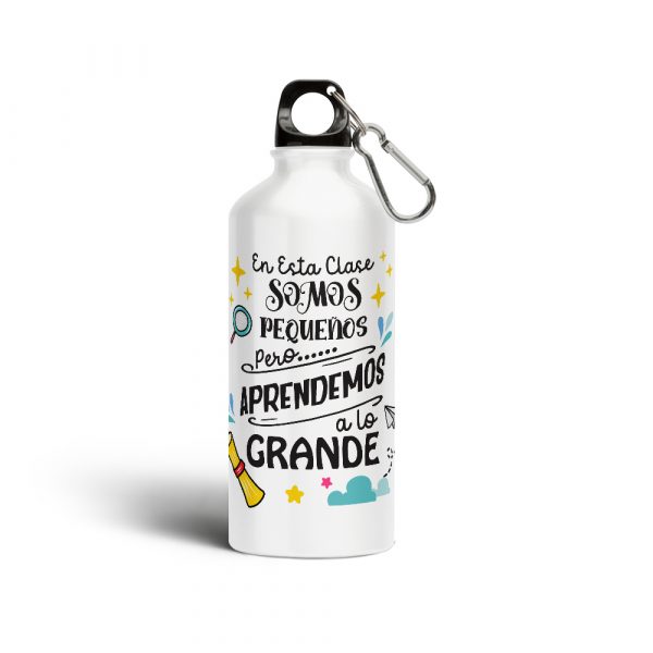 Botella cantimplora de aluminio, para profe, aprendemos a lo grande