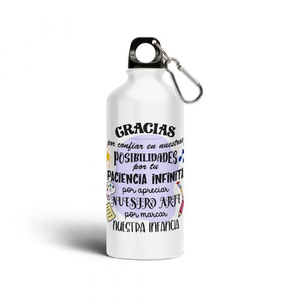 Botella cantimplora de aluminio, para profe, gracias por marcar nuestra infancia