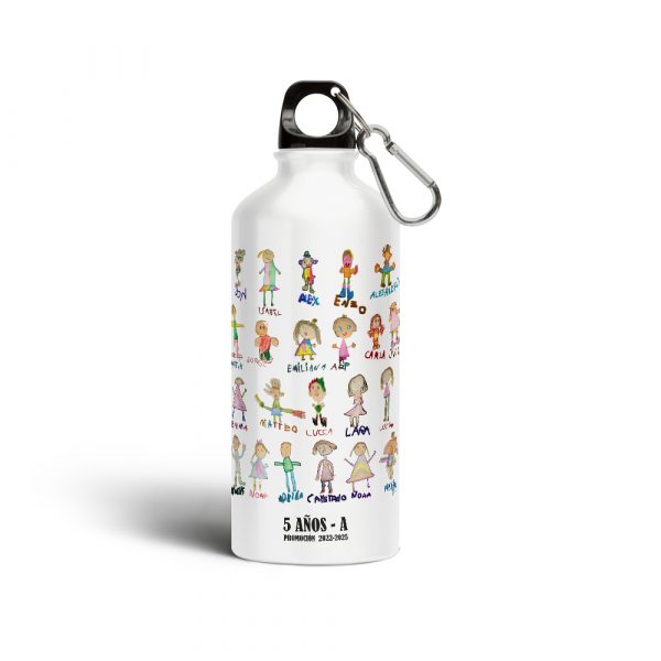 Botella cantimplora de aluminio, para profe, Personalizable con los dibujos/fotos de los alumnos