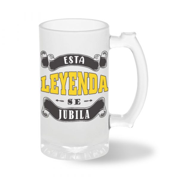 Jarra de cerveza de cristal, para jubilados, esta leyenda se jubila