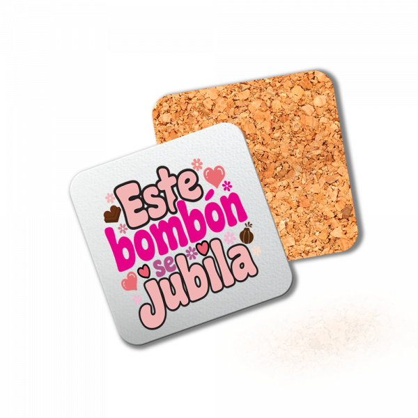 Posavasos de madera cuadrado para jubilación, este bombón se jubila