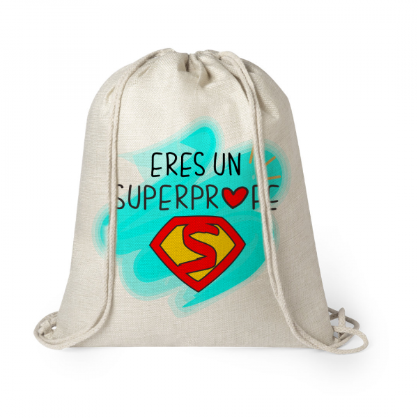 Mochila estilo nature de cuerda, para profe, superprofe