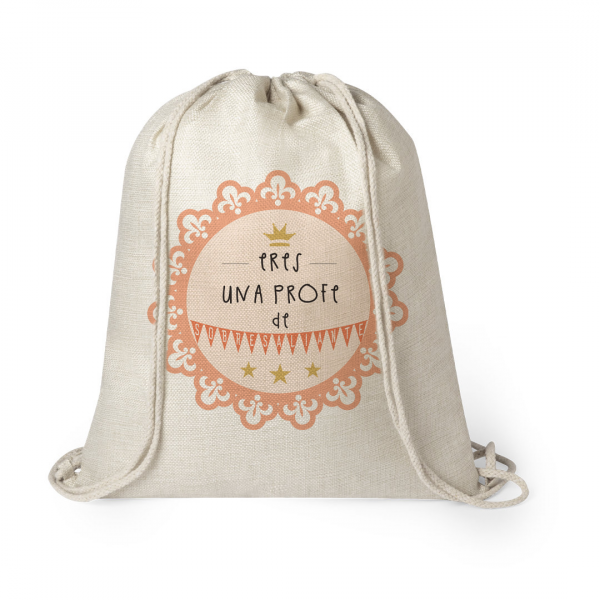 Mochila estilo nature de cuerda, para profe, eres una profe de sobresaliente