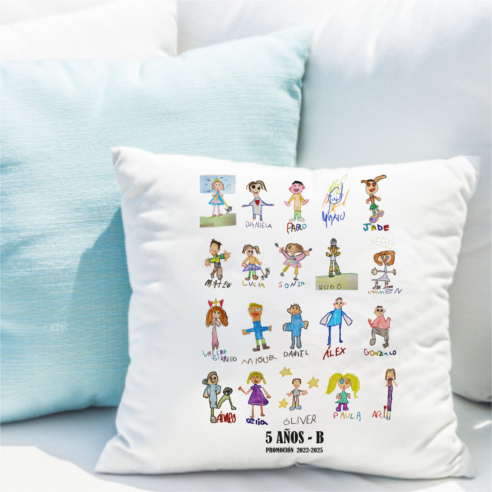 Cojín, para profe, Personalizable con los dibujos/fotos de los alumnos