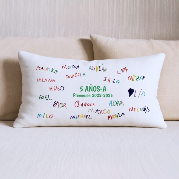 Cojín rectangular, para profe, Personalizable con las firmas de los alumnos