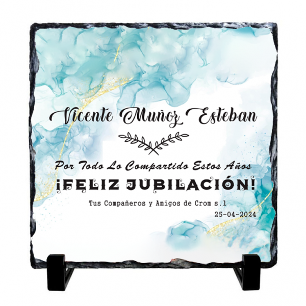 Piedra Pizarra forma cuadrada, para jubilación, Feliz jubilación, nombre personalizado