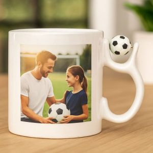 Taza de cerámica con bola de fútbol