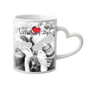 Taza de cerámica personalizada con asa de corazón