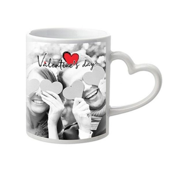 Taza de cerámica personalizada con asa de corazón