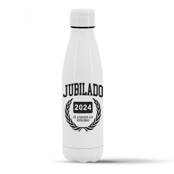 Botella termo de acero inoxidable regalo para jubilación, se acabaron los problemas, año personalizable