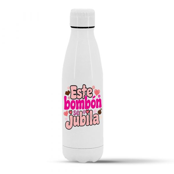 Botella termo de acero inoxidable regalo para jubilación, este bombón se jubila