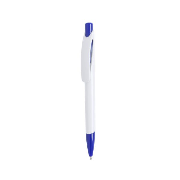 Bolígrafo personalizado cuerpo blanco y detalles a color con clip curvado, Ref: 5574 - Imagen 2