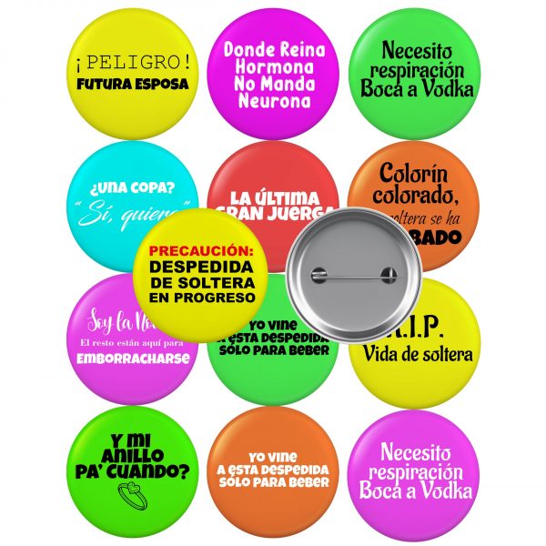 Pack 13 unidades chapas para despedida de soltera