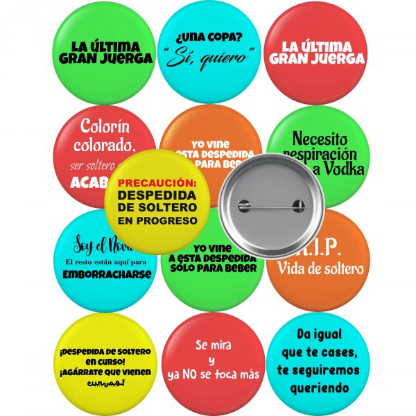 Pack 13 unidades chapas para despedida de soltero