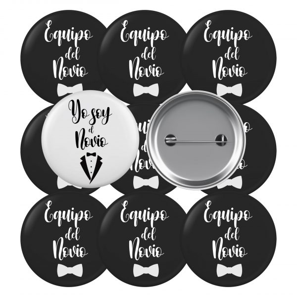Pack chapas para boda equipo del Novio