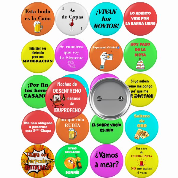 Pack 21 unidades chapas para boda