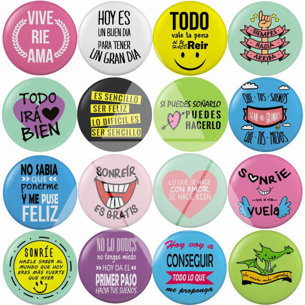 Pack 17 unidades chapas frases motivacionales - Imagen 3