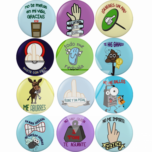 Pack 13 unidades chapas frases sarcásticas - Imagen 2