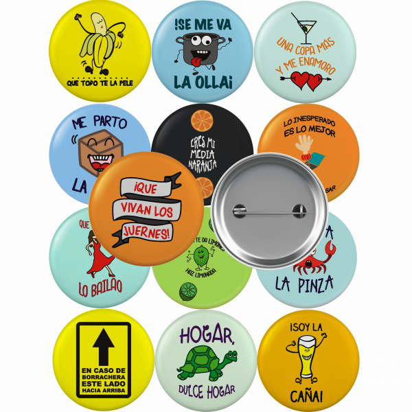 Pack 13 unidades chapas frases divertidas
