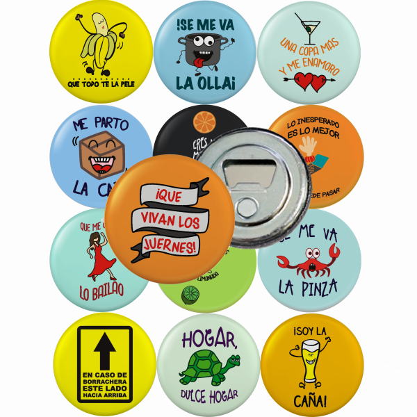 Pack 13 unidades chapas frases divertidas - Imagen 2