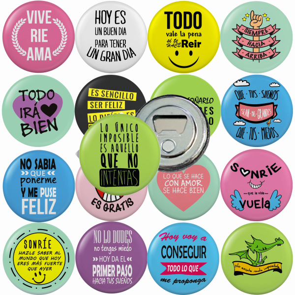 Pack 17 unidades chapas frases motivacionales - Imagen 2
