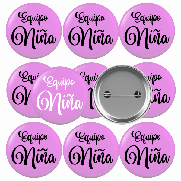 Pack chapas para bebé, revelación de género equipo niña