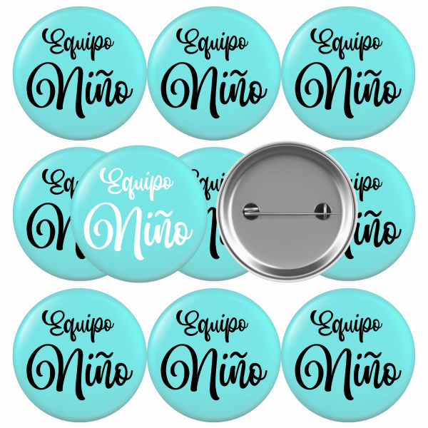 Pack chapas para bebé, revelación de género equipo niño