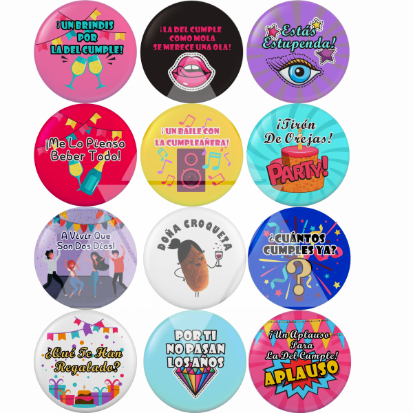 Pack 13 unidades chapas para cumpleaños - Imagen 2
