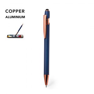 Bolígrafo puntero táctil de aluminio mate con detalles color cobre Ref: 20658