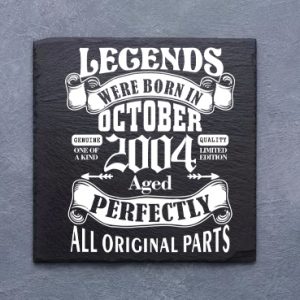 Piedra Pizarra forma cuadrada, para cumpleaños, legends