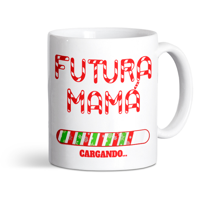 Taza de cerámica regalo para mamá, futura mamá cargando... Navideño