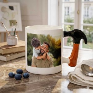 Taza de cerámica personalizada con asa de martillo