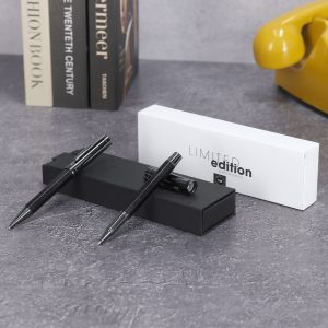 Set de bolígrafo giratorio y roller capucha personalizado bambú metal Ref: 21411