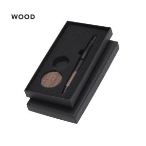 Set de bolígrafo y llaero en madera de nogal mate Ref: 22202