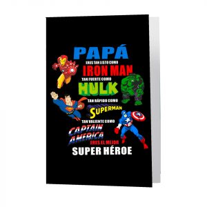 Felicitación/postal, día del padre, Papá eres el mejor superhéroe