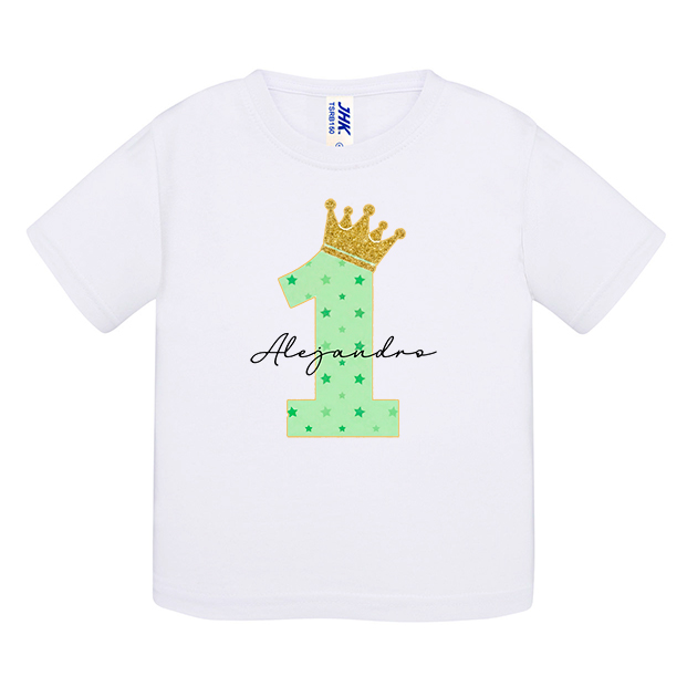 Camiseta de algodón, 1 con corona nombre personalizado