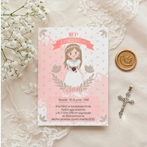 Tarjetas de invitación papel primera comunión