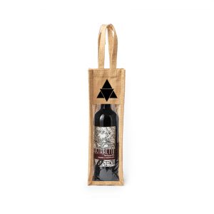 Resistente bolsa de yute laminado para botella de vino de 75cl personalizada Ref:3480
